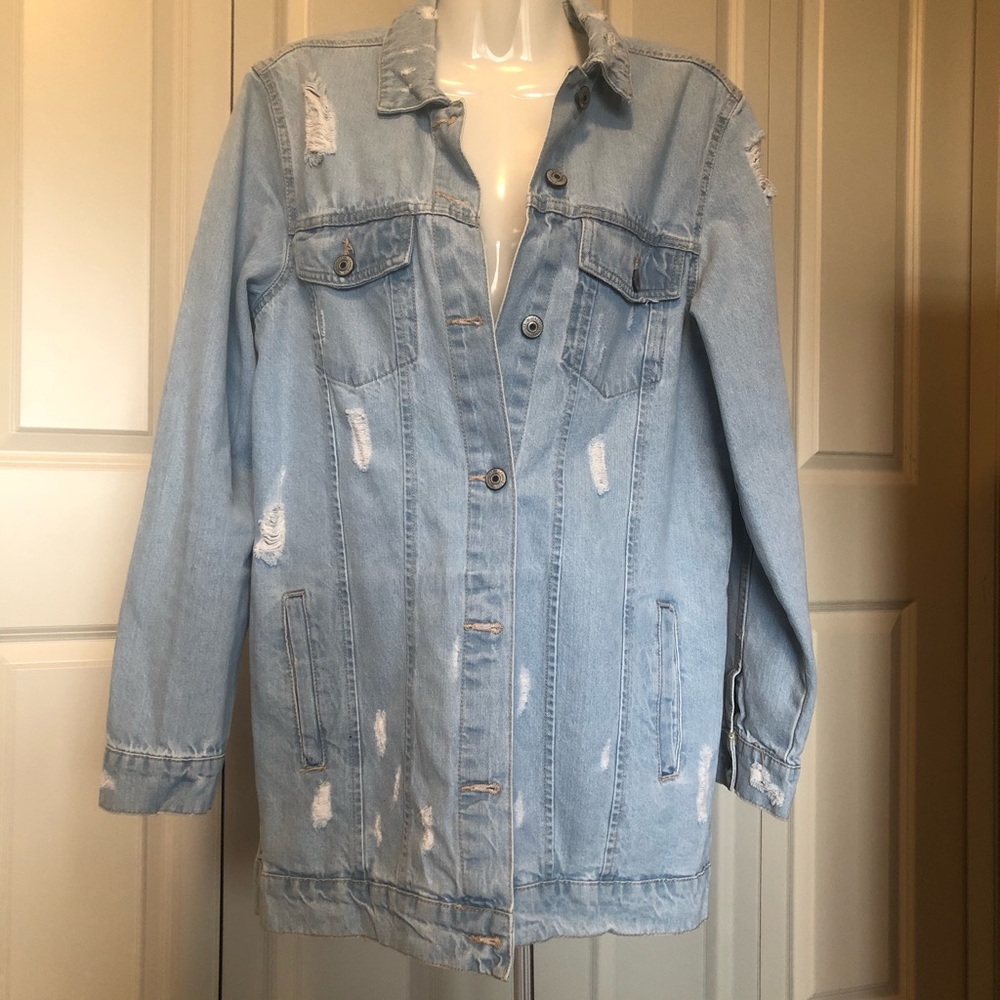 Oversized Distressed Jean Jacket/ Dress